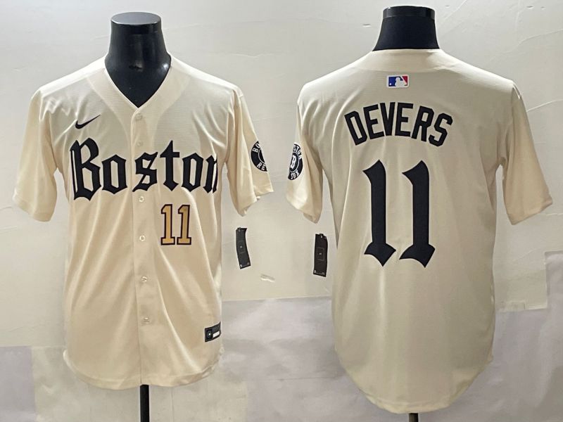 Men 2025 Boston Red Sox #11 Devers Cream Five generations Joint Name Nike MLB Jersey style 1->boston red sox->MLB Jersey